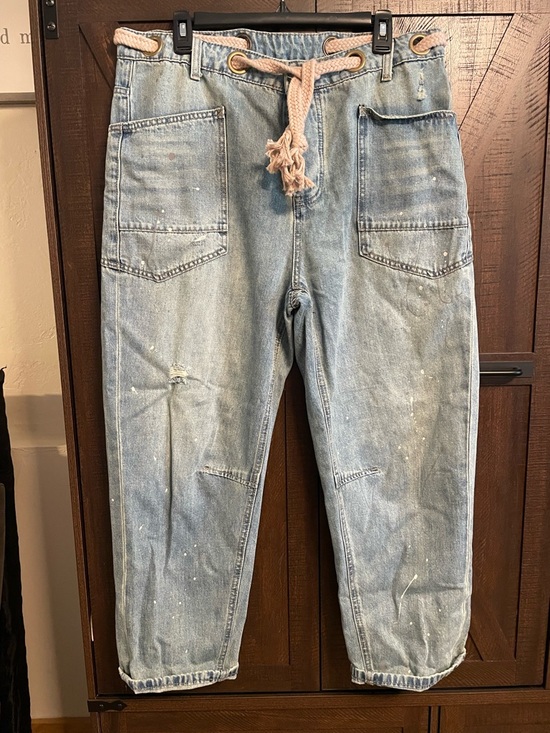 BiBi Denim - BiBi Light Blue Relaxed Jeans with Rope Drawcord